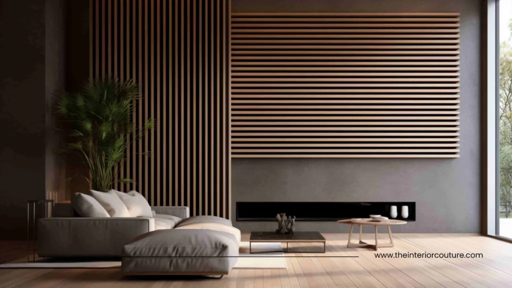 Louvers panneld living room cover image by theinteriorcouture