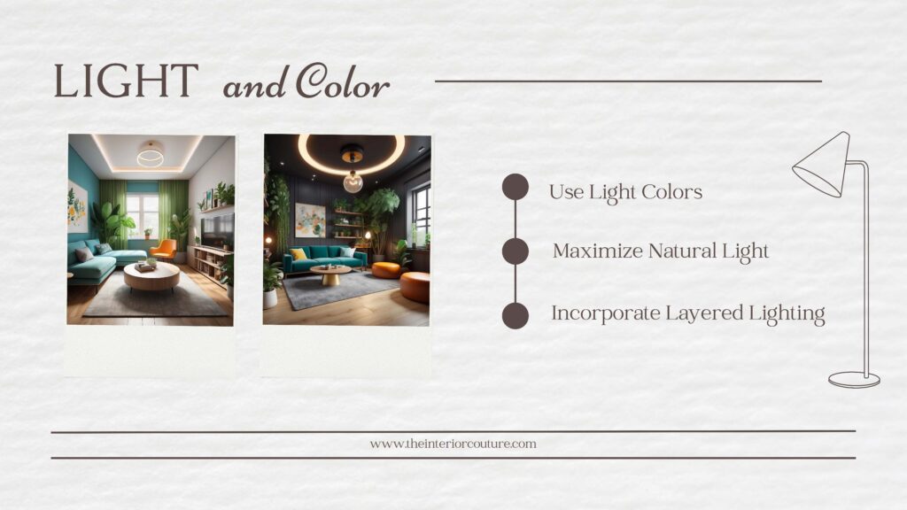 How to Maximize Small Spaces with Smart Interior Design by light and color , Blog by the interior couture