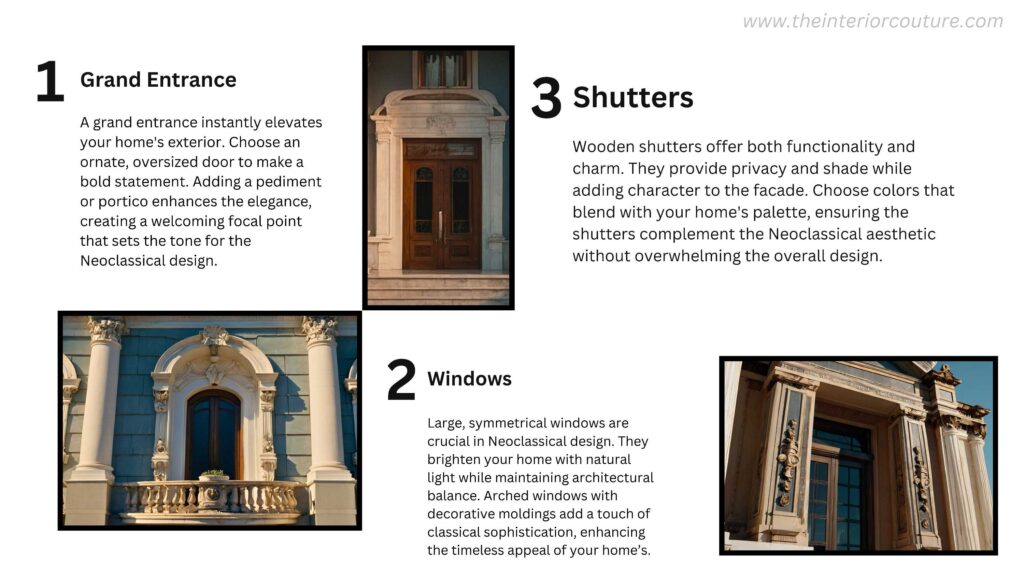 door and window, Neoclassical Exterior Design, by the interior couture 